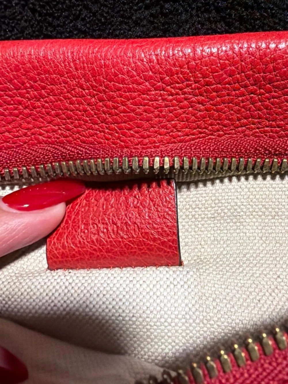 Gucci Red Leather Logo Belt Bag with Striped Strap